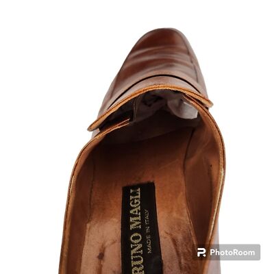 Vintage Bruno Magli Vero Cuoio Mens Brown Leather Loafers  display picture 1