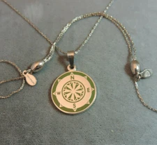  Alex and Ani COMPASS Rose Enamel Pendant Long Chain Necklace Ce 92
