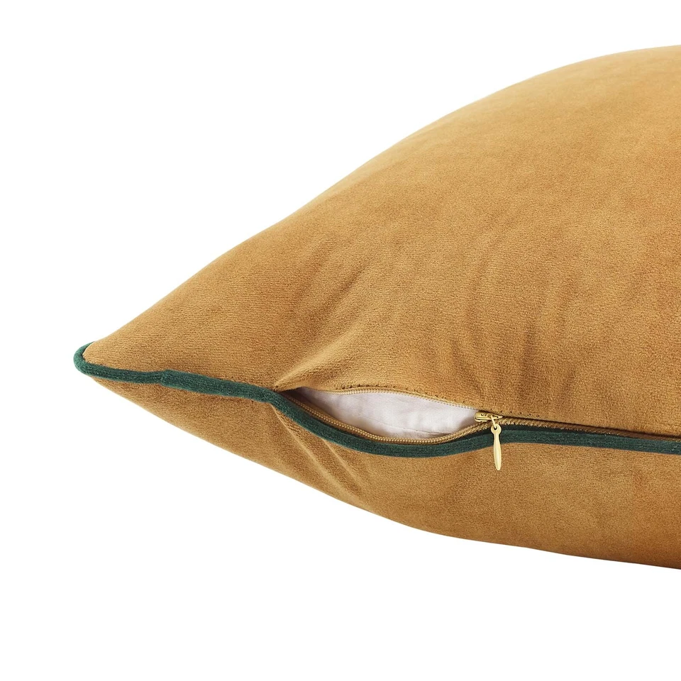 Modway Accentuate 20" Performance Velvet Accent Throw Pillow in Cognac Green - Image 3 of 4