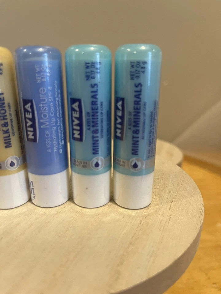 NIVEA Lot Of 5 Mint Minerals Moisture SPF 4 Milk  & HONEY LIP CARE BALM SEALED - Image 4 of 4