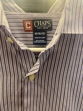 Chaps, boys, dress shirt and size medium 10 to 12 in a blue and white stripe ver