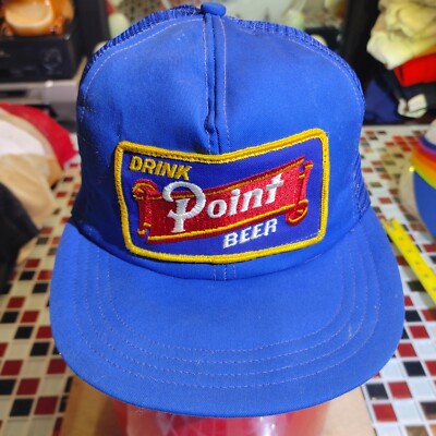 Vtg 70's 80's ~ Point Special Beer ~ Mesh Snapback Hat Adjustable Logo Patch Cap