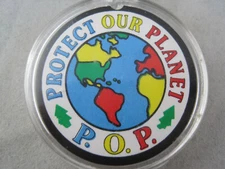 Protect Our Planet P.O.P. Round Key Chain Ring Fob - Enviromental Awareness