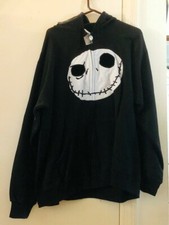 The Nightmare Before Christmas Jack Skellington Face L Hoodie Zip Up NWT