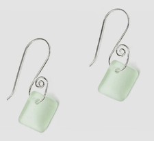 Sterling Silver Seaglass Earrings- Pale Seafoam Green. Handmade.