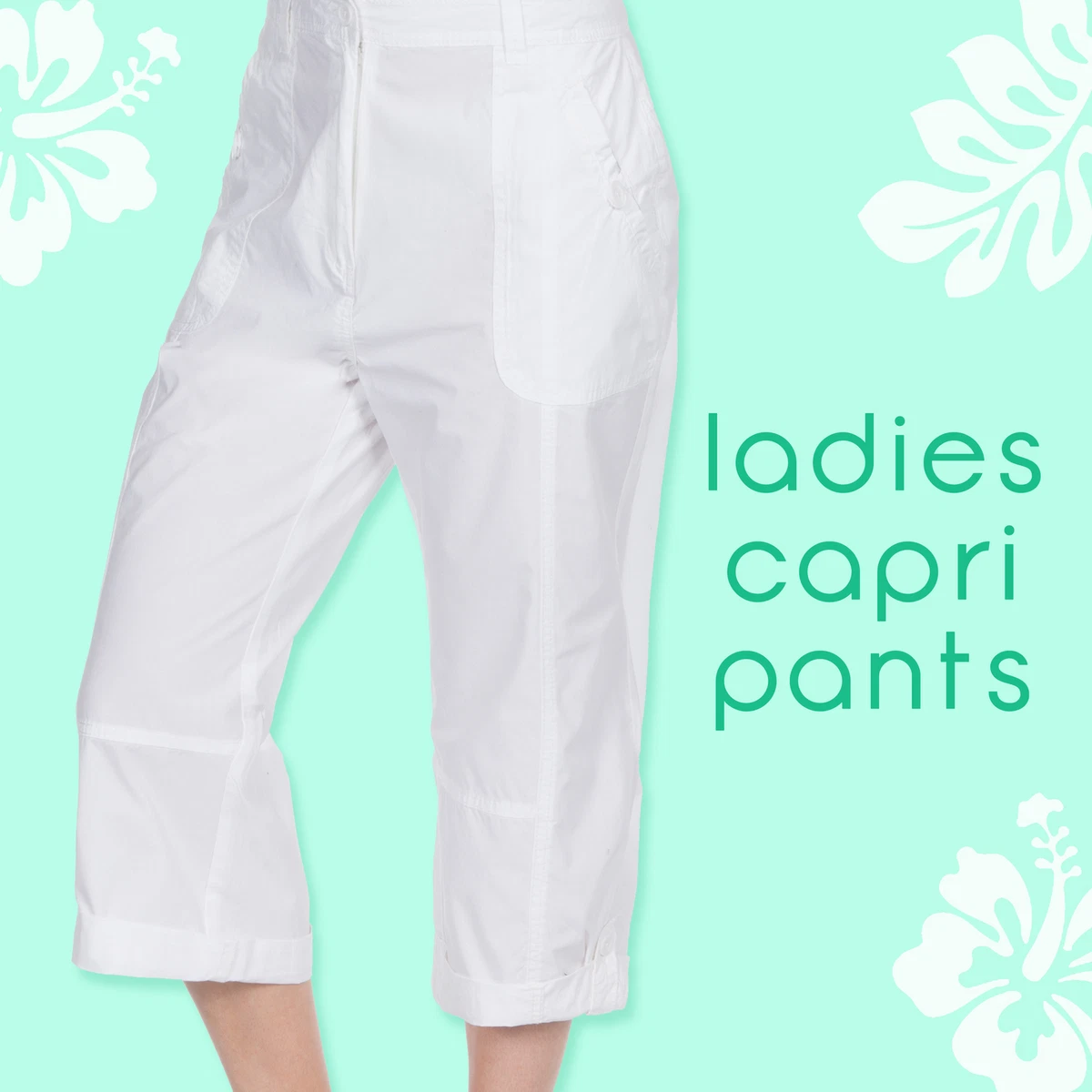 Ladies Summer Capri Pants Size 14 16 Large Cropped Trousers 100% Cotton UK  SALE