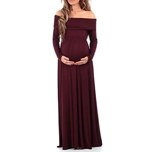 Vestido de maternidad madre abeja capucha cuello sobre hombro para baby shower - Imagen 1 de 4