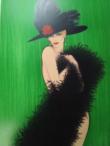 RENE GRUAU "black hat" Lithograph Signed Framed Dior Illustrator King of Sense - Picture 1 of 8
