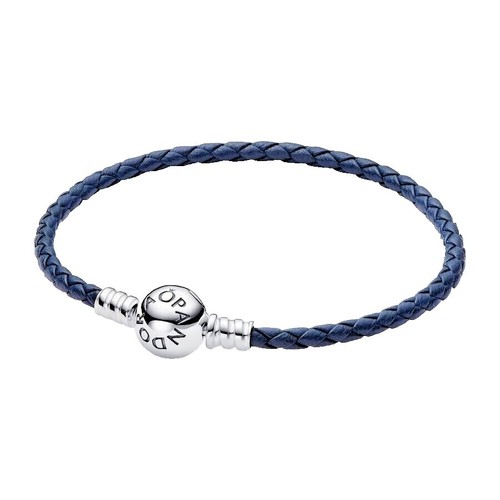 Pandora SS light Blue Murano Glass With Navy Blue Stripes #790611