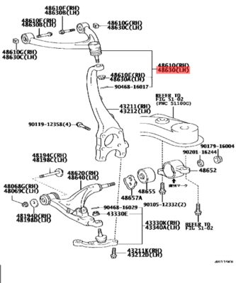 TOYOTA CELSIOR Lexus LS430 Front Suspension Upper Arm RH Genuine