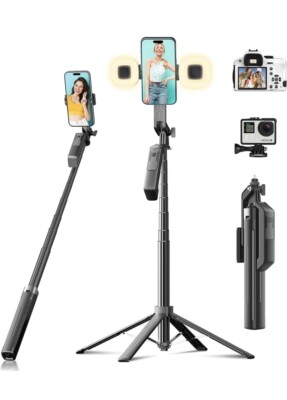 Selfie Stick Phone Tripod 71 inch Tall Cell Phone Holder with Detachable 