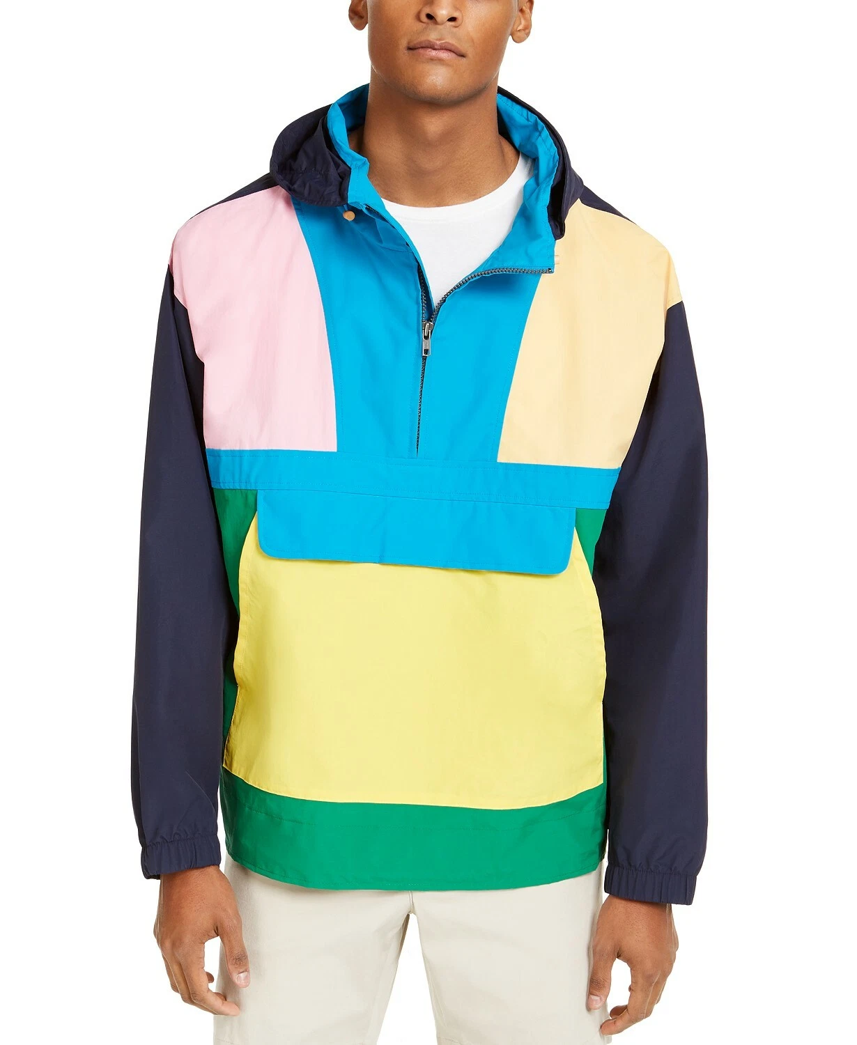 Club Room Men's Skate Prep Anorak Multicolor Windbreaker Raincoat Light Jacket
