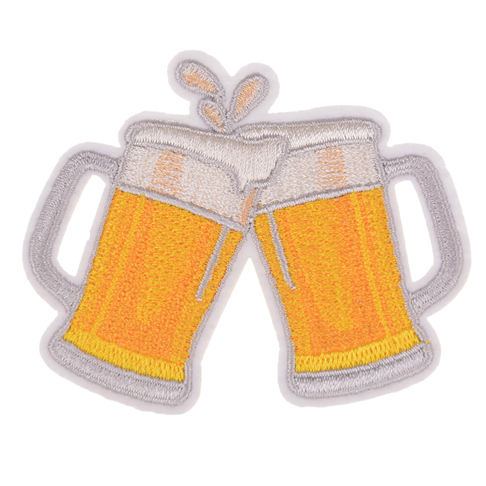 diy embroidery beer badge iron on patch for clothes stickers fabric*a5