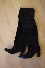 Elegante Vintage Overknee Lederstiefel Gr 5 1/2
