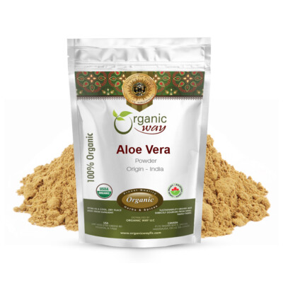 Organic Way Aloe Vera Powder (Aloe barbadensis) - Organic & Kosher Certified