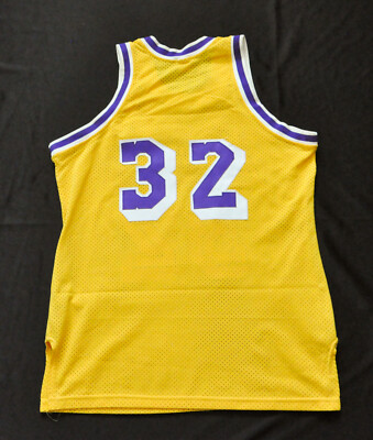 32 Magic Johnson Los Angeles Lakers Sandknit Jersey Authentic Sewn