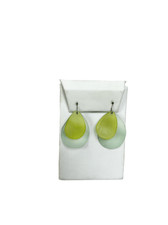 Lime green and mint green sea glass style dangle teardrop earrings