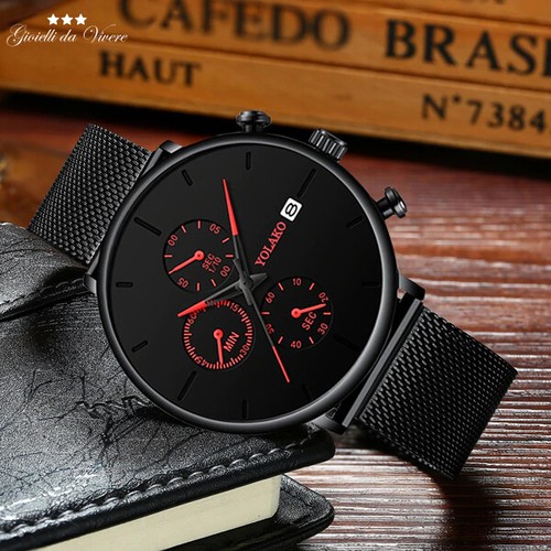 ELEGANTE STILE SPORTIVO OROLOGIO QUARZO IN ACCIAIO UOMO DONNA DATARIO  GIORNO pn | eBay