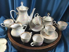 15 pc Russian Imperial Lomonosov Porcelain teapot set service iridiscent RARE