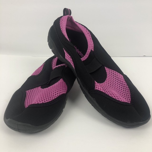 pink and black water shoes