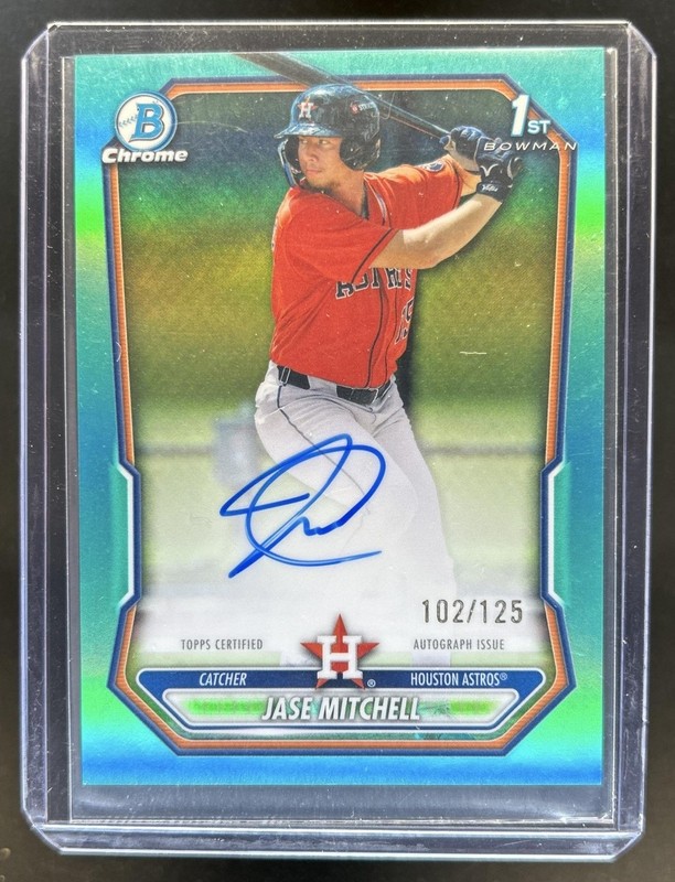 2026 Bowman Jase Mitchell Chrome Auto Aqua Refractor 1st Prospect #/125 Astros