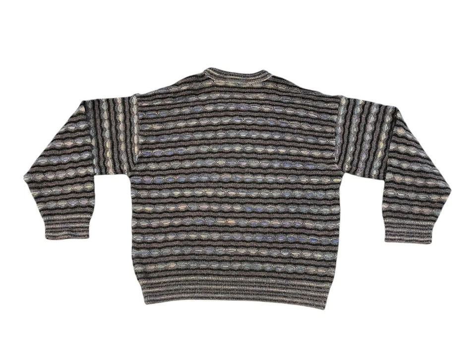 Suéter De Colección Jhane Barnes Para Hombres L Negro Azul Abstracto Cosby Años 90 Papá Mezcla de Lana Foto 3 de 4