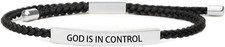 God Is in Control Inspirational Bracelet Stainless Steel Lettering Bracelet Adju