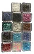 Glass Beads  Seed Beads Assorted Colors Jewelry Craft Set Container Storage