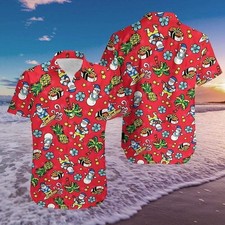 Santa Claus Playing Guitar Pineapple Red Hawaiian Shirts 2111L
