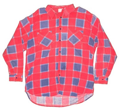 Men s Ozark Trail Orange And Blue Plaid Vintage Button Up Flannel Size Xl