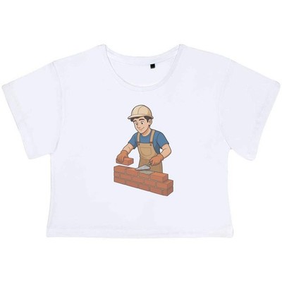 'Bricklayer Working' Women's Cotton Crop Tops (CO057866)