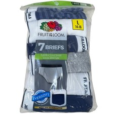 Fruit of the Loom Boys' Briefs Underwear Size L 14-16 7-Pack White Blue Gray