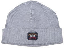 PAUL & SHARK YACHTING Men's Winter Hat Beanie Virgin Wool Acrylic Gray Grey