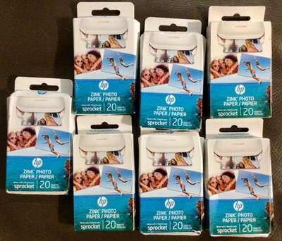 HP Sprocket 2'' x 3'' Sticky Backed Zink Photo Paper 20 Pack Lot of 6 /7