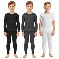 Kids Long Johns Thermal Set Boys Girls Ultra Warm Underwear Top Bottom 1,2 Pack