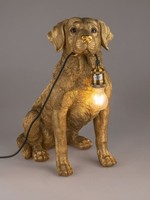 Dekorative Tischlampe Labrador Hund Sitzend H. 52Cm Antik Gold Formano