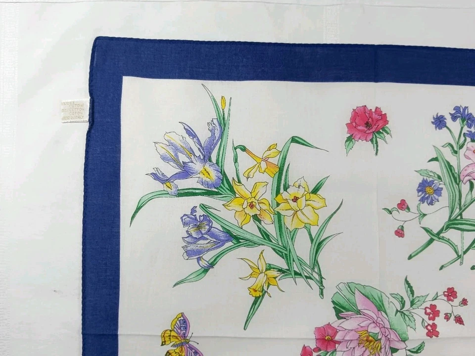 Gucci Algodón Bufanda Bufandas Diadema Etiquetas Vintage Arador Azul Patrón 16"x16" Foto 4 de 4