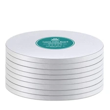 Best White Cake Drums Round 14 Inch Boards with 1/2-Inch Thick Smooth Edges for