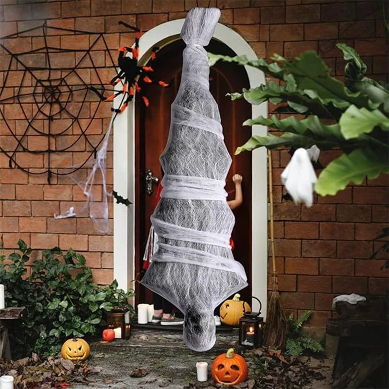 72 Inch Halloween Cocoon Outdoor Decorations, Scary Hanging Cocoon Corpse Props