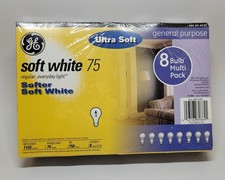 Pack of 8 GE Soft White 75 Watt Light Bulbs Brand New
