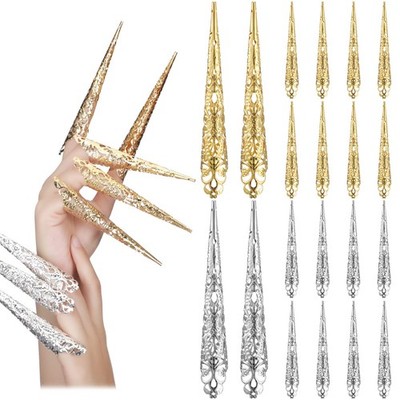 Leelosp 20 Packs Halloween Finger Nail Claw Rings Ancient Queen Fingernail Me...