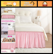 Full Size Bed Skirt 15" Drop, Elastic Wrap Around Dust Ruffle, Easy Install, Pin