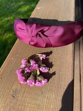 Burgundy Satin Knotted Headband Women Padded Top Knot Hairband Hair Accessory