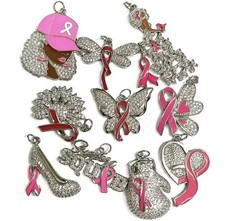 New 10Pcs Silver Plated Cancer Awareness Charms DIY Bracelets Necklaces Earrings