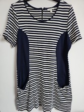 Fat Face Dress Tunic Striped Pockets Stretchy Size 14