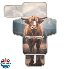 WELLDAY Highland Cow Portable Diaper Changing Pad - Waterproof Foldable Baby