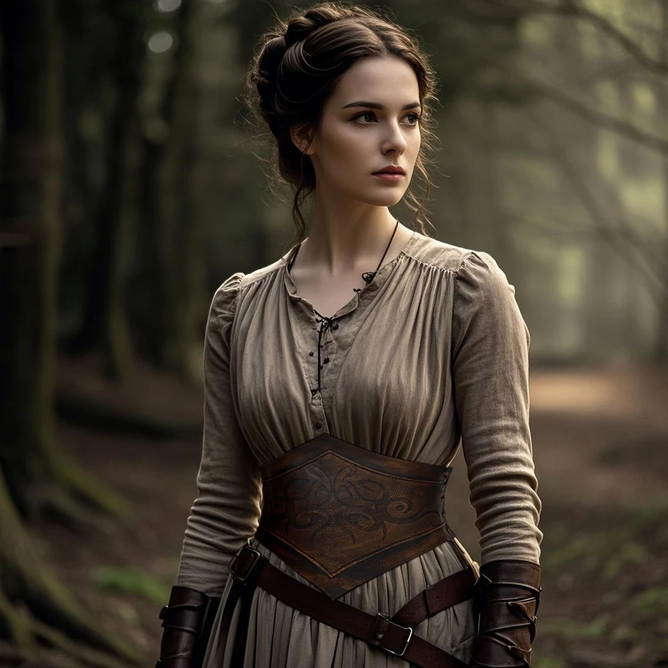 Women Viking Waist Corset Belt Medieval Elastic Wide Brown Leather Corset Bel... - Image 2 of 4