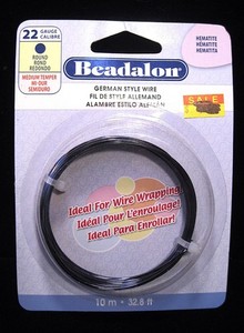 Beadalon German Style Round Wire Hematite Color 22 Gauge Medium, 32.8 FT Lot O32