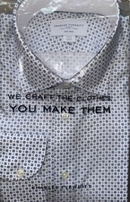 CHARLES TYRWHITT Non-Iron Stretch Print Slim Fit Shirt in White Blue - 17/36in