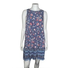 Old Navy Blue Floral Tiered Swing Dress Sleeveless Lined Pink Large EUC